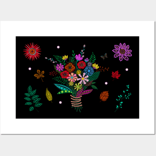 Dot Art Floral Arrangement Posters and Art